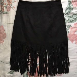 Vintage Suede Fringe Skirt